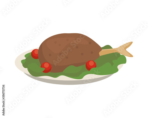 dish with delicious turkey thigh meat