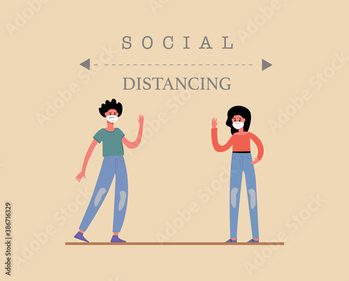 Social distancing concept. 