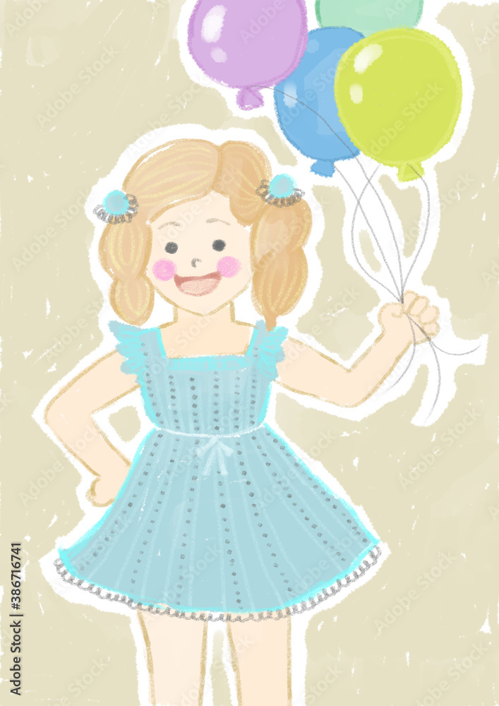 Little birthday girl with balloons. Little birthday girl with balloons.