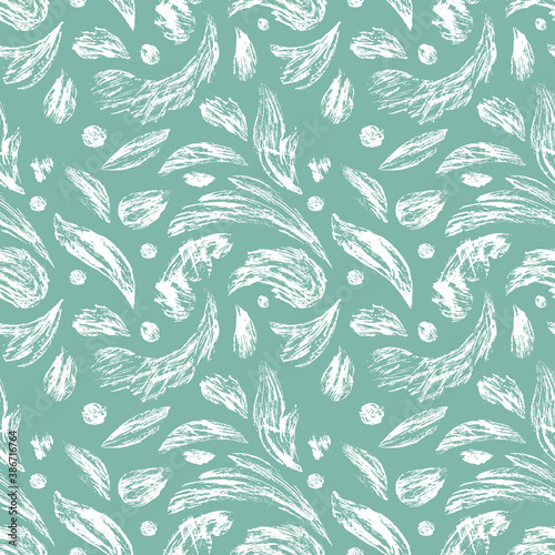 seamless floral pattern; blue ornament of floral brush strokes; vector background	