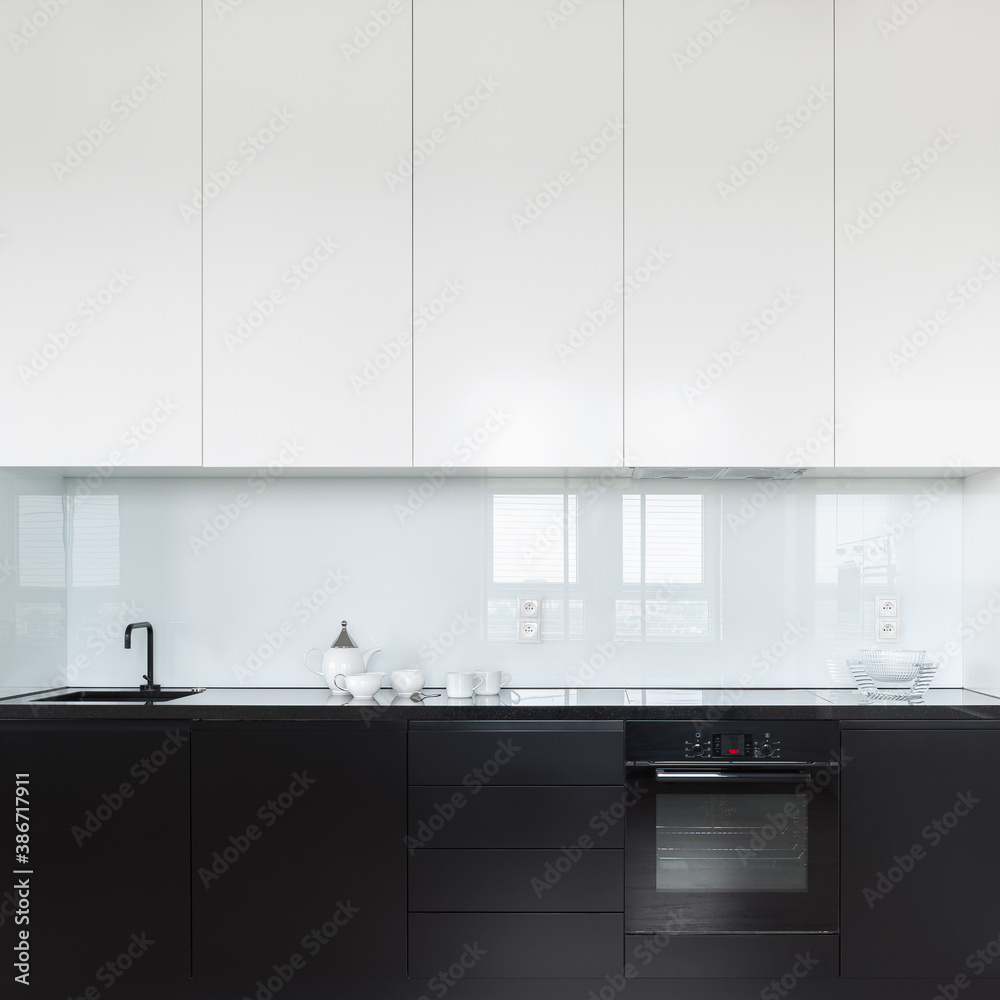 Kitchen in black and white Kitchen in black and white