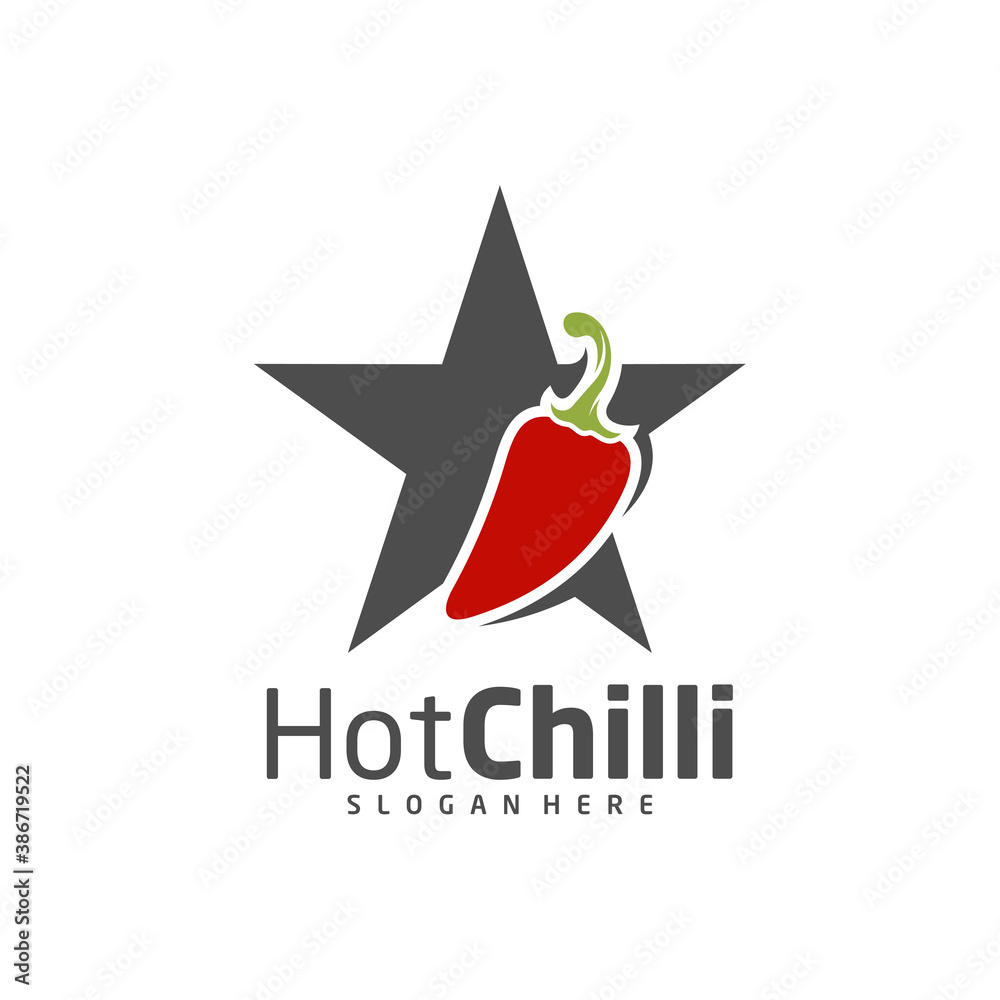 Star Chili logo design vector template, Red Chili Illustration, Symbol Icon Star Chili logo design vector template, Red Chili Illustration, Symbol Icon