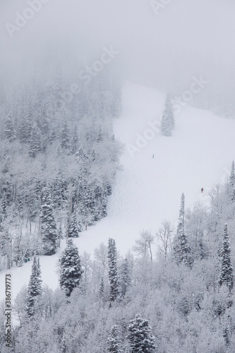 Skiing at Deer Valley, Utah, near Salt Lake City during winter. photo