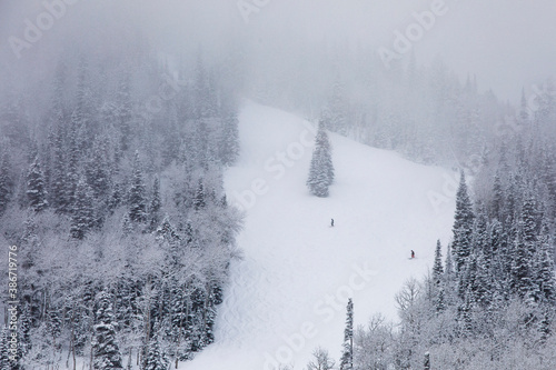 Skiing at Deer Valley, Utah, near Salt Lake City during winter. photo