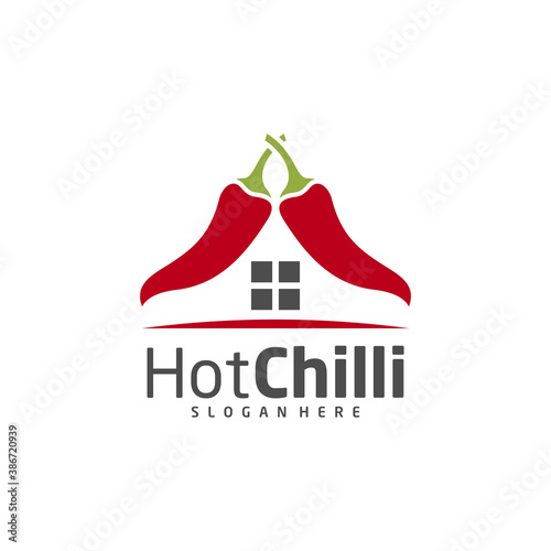 House Chili logo design vector template, Red Chili Illustration, Symbol Icon