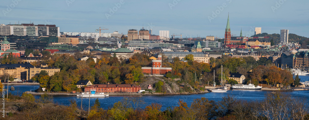 Stockholm skyline over the north districts and the inner harbor with islands a sunny autumn morning Stockholm skyline over the north districts and the inner harbor with islands a sunny autumn morning