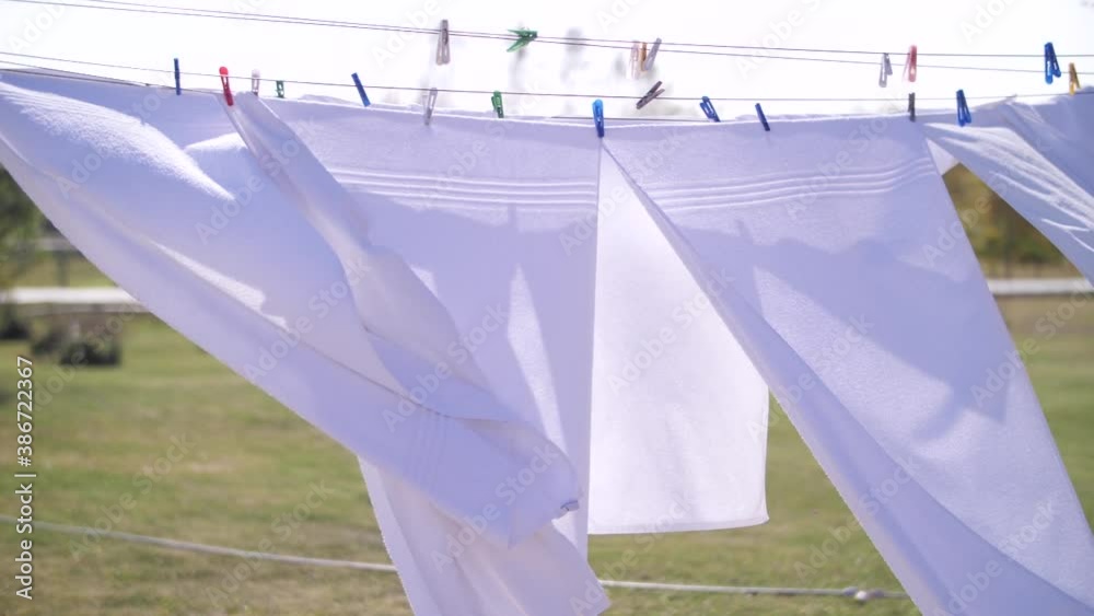 clothes after washing on a line