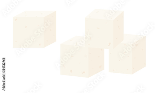 Feta soft sheep cheese isolated on white background. Greek traditional food cartoon flat style vector illustration. Fresh diary product. 