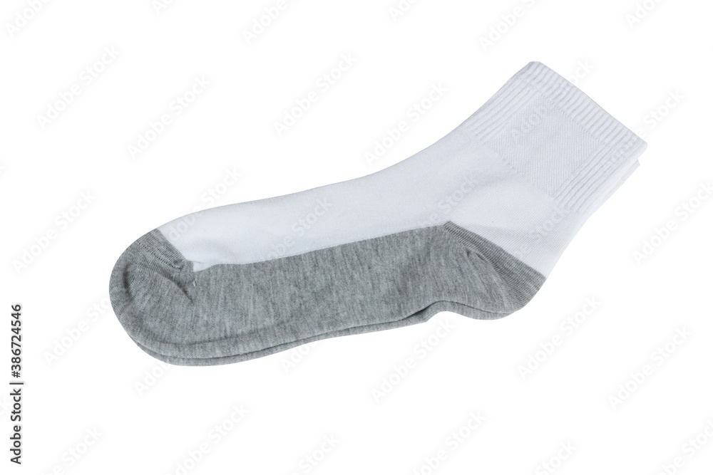 socks are white with grey soles isolated on a white background socks are white with grey soles isolated on a white background