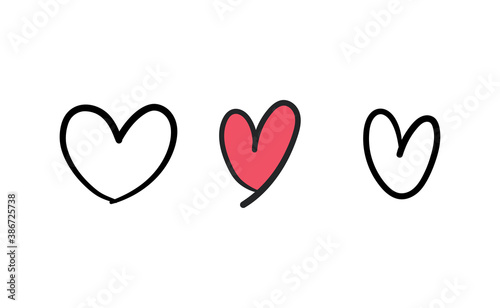 Hand drawn hearts, love icon symbols. Heart doodles. Hand drawn valentine's day design.