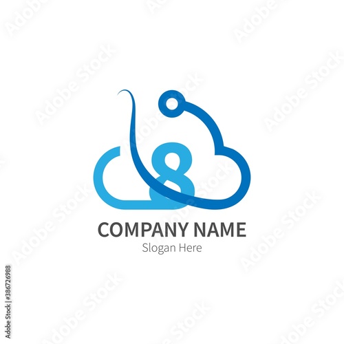 Number 8  combined with cloud technology icon logo © xbudhong