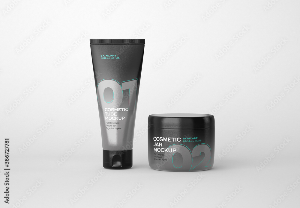 Cosmetic Tube and Jar Mockup Stock Template | Adobe Stock