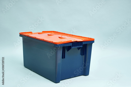 Plastic storage boxes. Boxes for the delivery of products. Orderly storage.