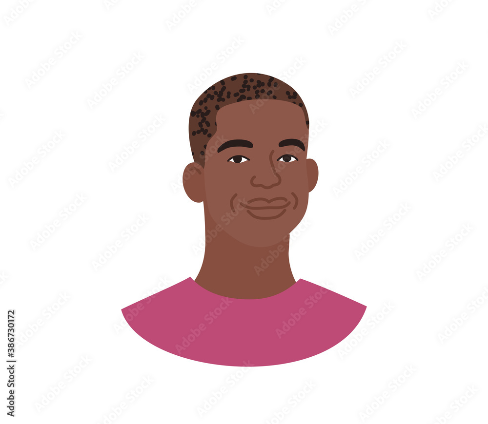 Happy African American man in cartoon style. Avatar male profile ...