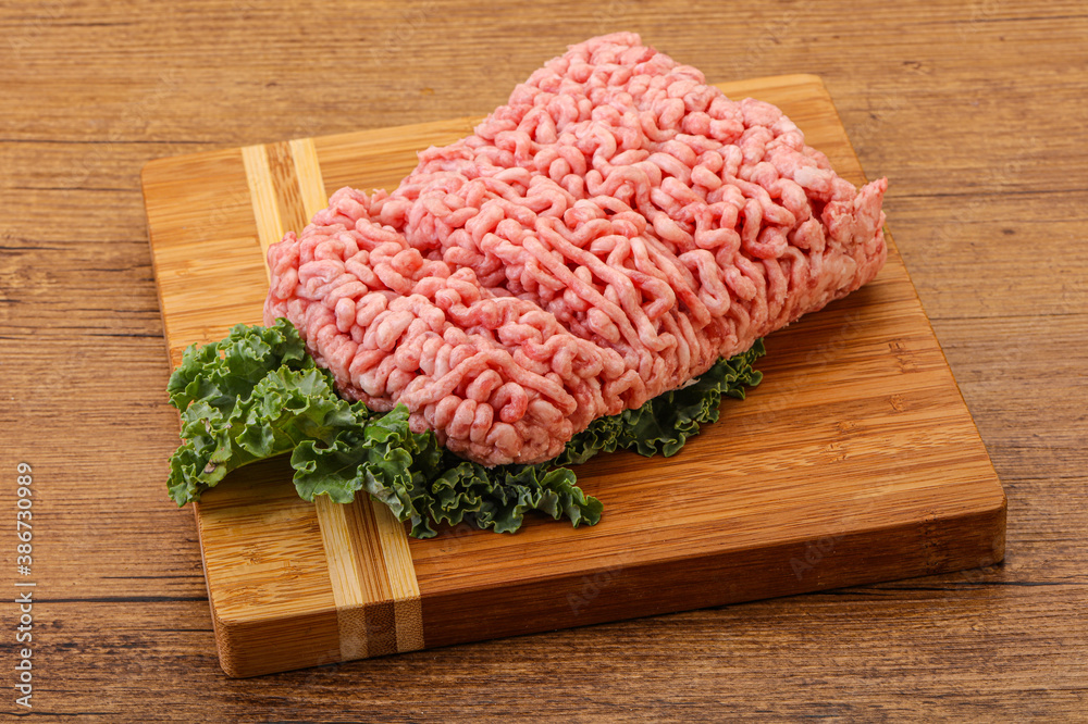 Raw pork minced meat for cooking