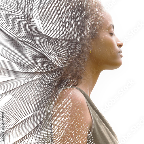 Portrait combined with a digital illustration