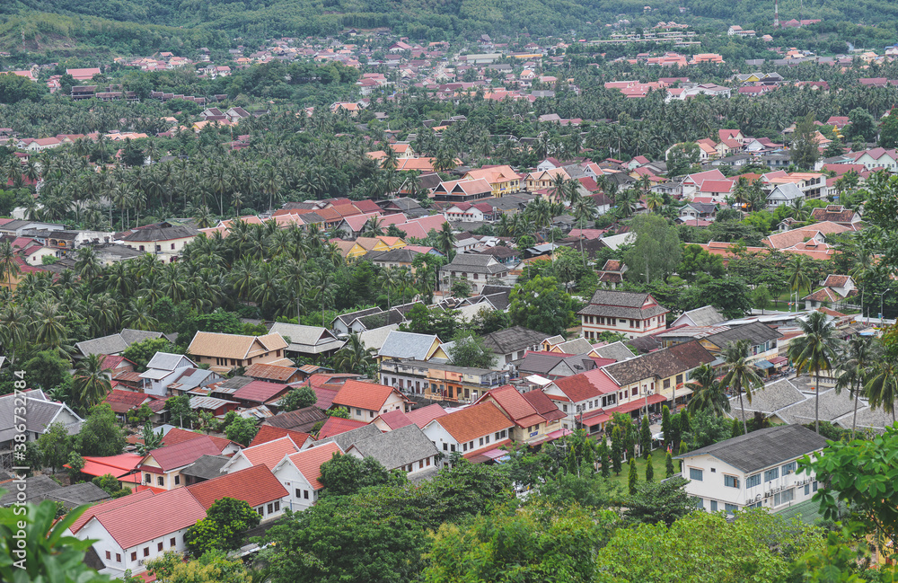 Top view of Luangprabang city in Laos.