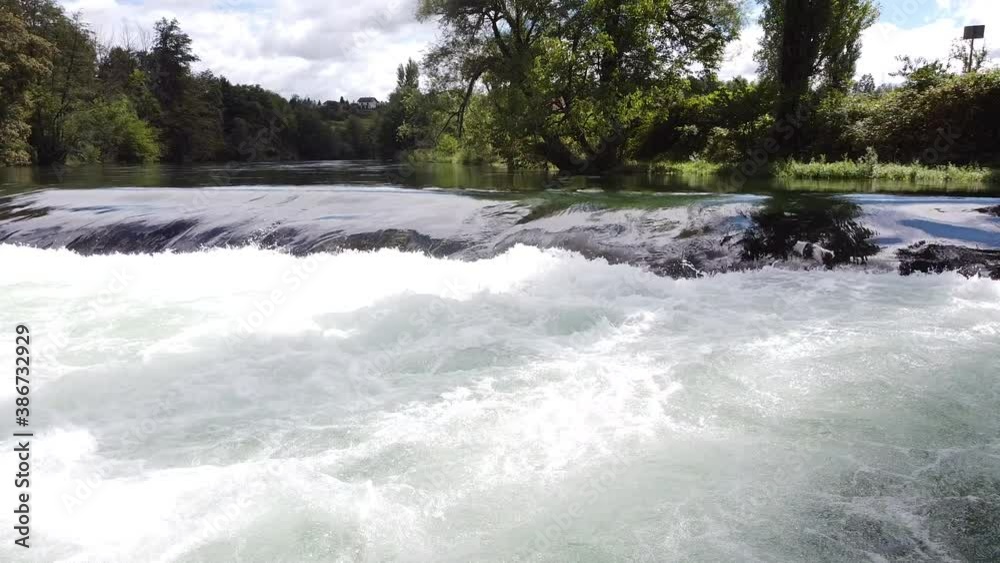 River Dobra in Croatia with small waterfalls. Drone recording. River Dobra in Croatia with small waterfalls. Drone recording.