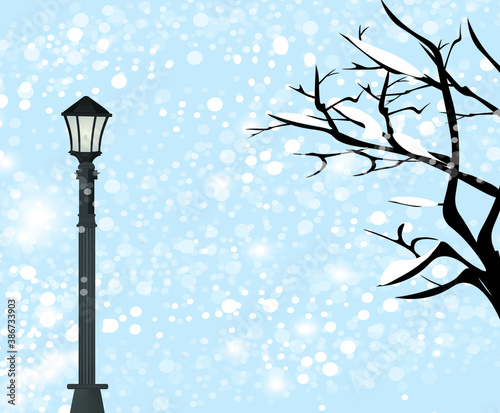 Obraz na plátně Winter snowing landscape. vector illustration