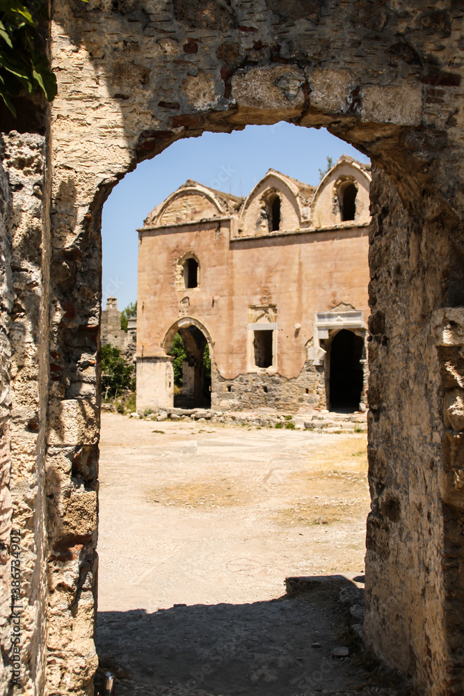 Exterior  of the High Church in Kayakoy (Karmylassos) from 17th Century Fethiye, Turkey