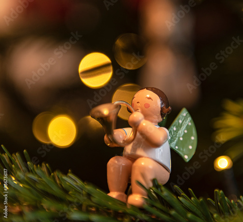 Vintage wooden toy angel wi...