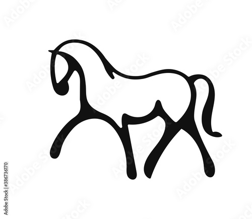 Minimalist outline horse icon logo template vector illustration