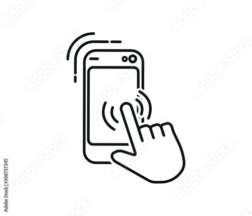 Smartphone touchscreen icon. Vector drawing
