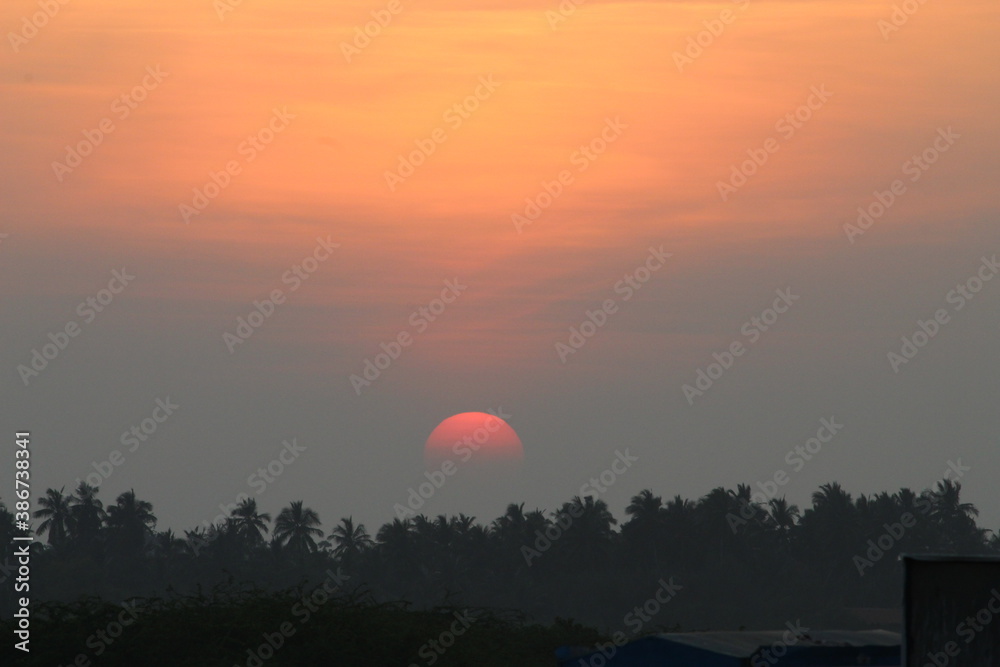 sunset over the river