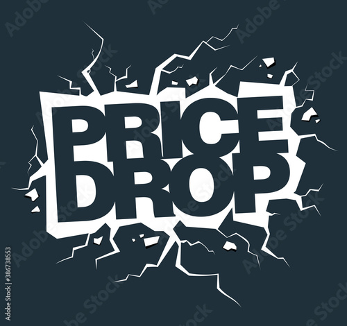 Price drop vector banner, lettering design