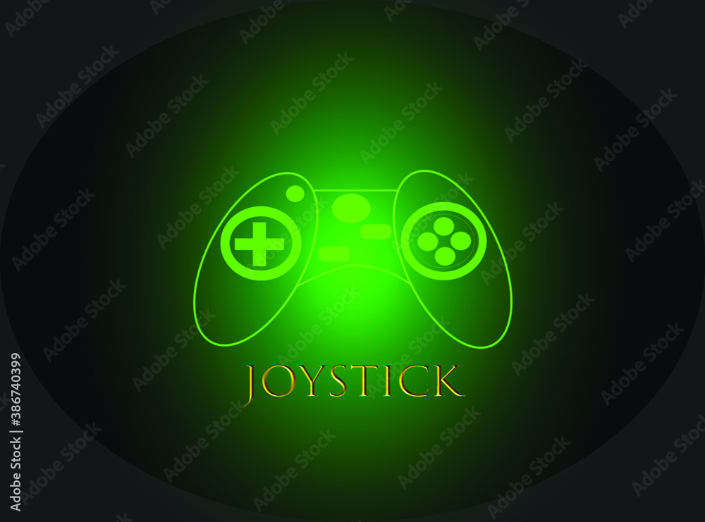 Joystick icon Fluorescent green Isolated from a black background Joystick icon Fluorescent green Isolated from a black background