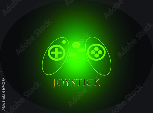 Joystick icon Fluorescent green Isolated from a black background