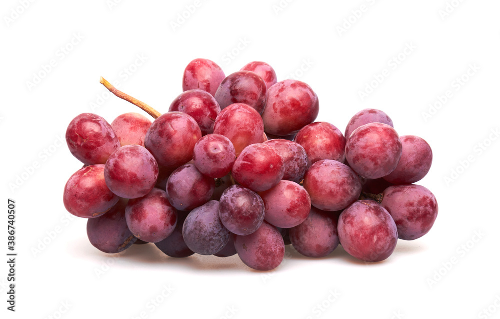 Ripe red grape on white background