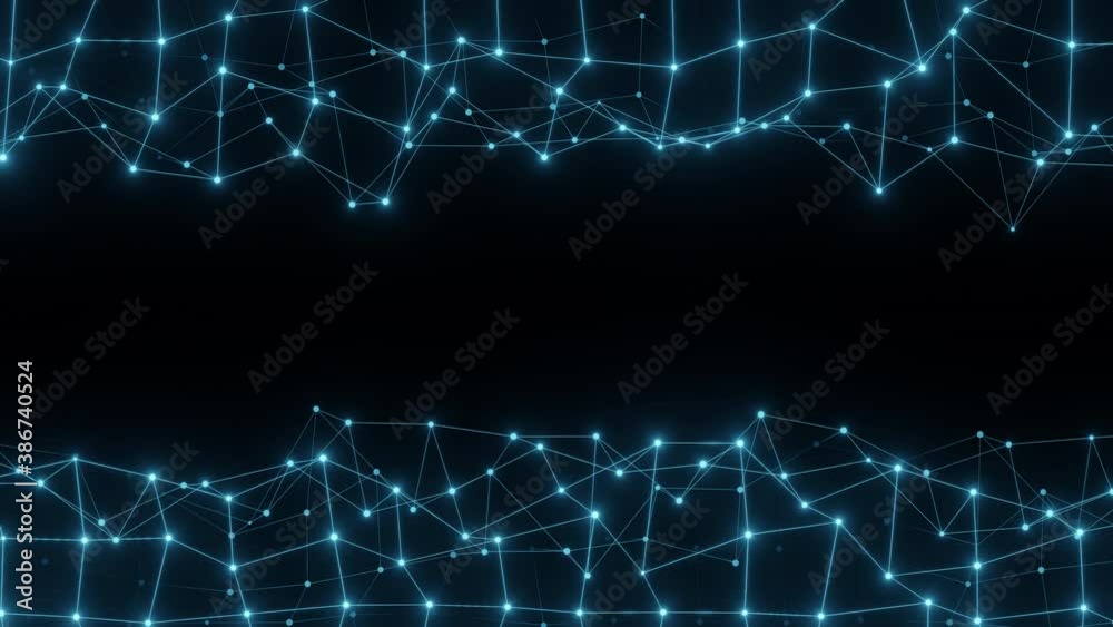 3d blue atom grid molecular frame on black background. Geometric particles video frame. Looped render animation. 3d blue atom grid molecular frame on black background. Geometric particles video frame. Looped render animation.