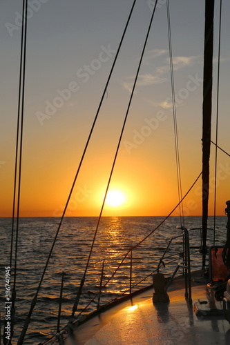sunrise on a yacht at sea