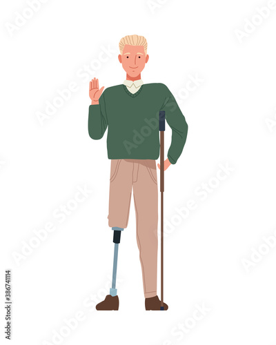 man with leg prosthesis perfectly imperfect character