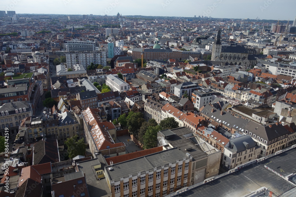Brussels, Belgium - August 4, 2020: Brussels cityscape from above