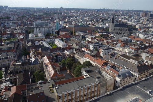 Fototapeta Naklejka Na Ścianę i Meble -  Brussels, Belgium - August 4, 2020: Brussels cityscape from above