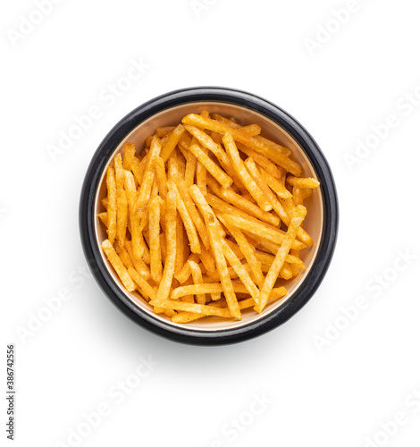 French fries. Fried mini potato sticks in bowl.