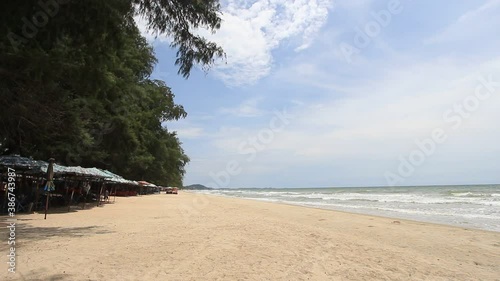 Beautiful beach with Background at Sunrise Mae Rumphueng Beach, Thailand photo