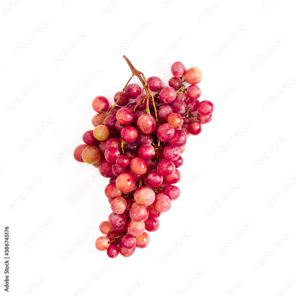 Red grape. Grape branch isolated on white background. Flat lay, top view, copy space
Red grape. Grape branch isolated on white background. Flat lay, top view, copy space