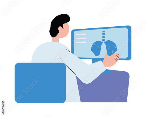 scientific doctor with lungs rx examination