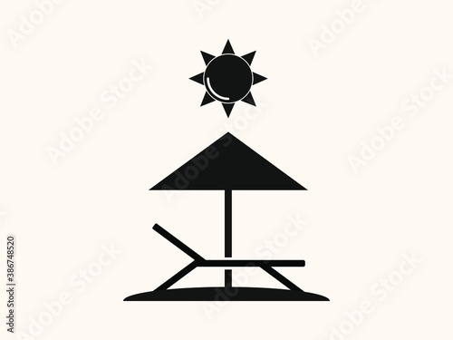 relaxing on the beach umbrella sun beach chair icon, vector illustration eps10