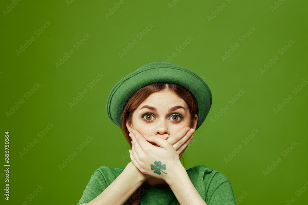 st patrick's day happy woman green t-shirt hat shamrock holidays fun st patrick's day happy woman green t-shirt hat shamrock holidays fun
