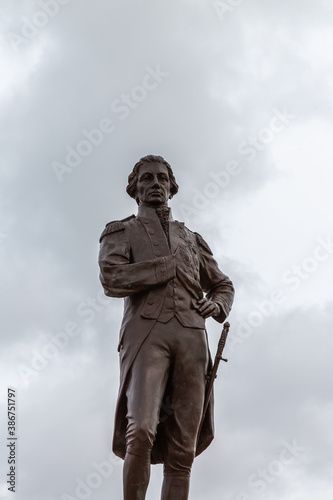 A statue of Admiral lord Horatio Nelson in Portsmouth  Hampshire  UK