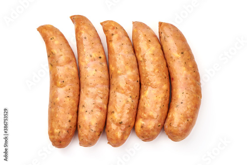 German bratwurst sausages, isolated on white background