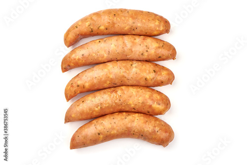 German bratwurst sausages, isolated on white background