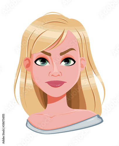 Facial expression of pretty woman, disappointed