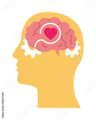 profile with brain and gears mental health care
