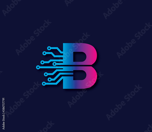 B Alphabet Data Storage Technology Logo Design Concept