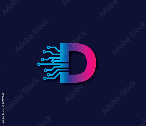 D Alphabet Data Storage Technology Logo Design Concept